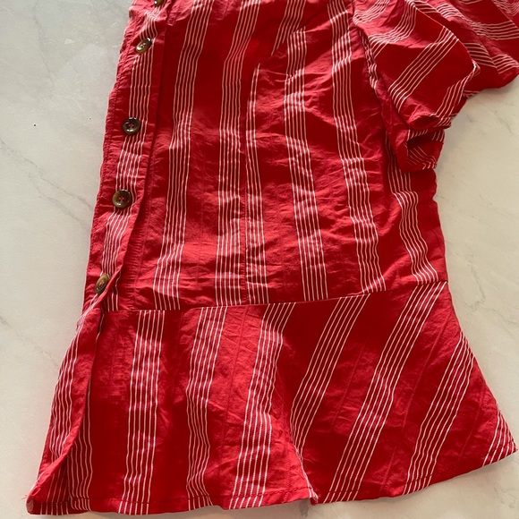 Button Down Ruffle Sleeve Blouse - Picture 2 of 3